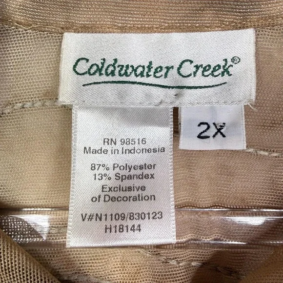 Coldwater Creek Shirt Womens 2X Brown Ombre Sheer Textured Button Front Blouse - Picture 10 of 11